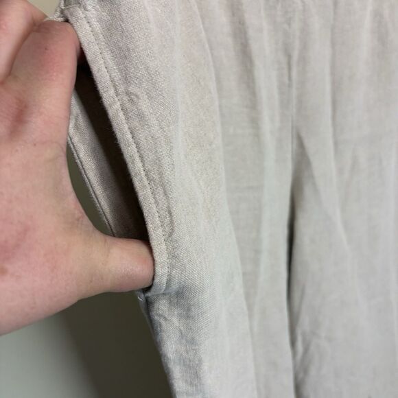 J Jill Love Linen Tan Relaxed Wide Leg Pants Ankle Crop Pockets XLT Langenlook - Picture 3 of 7